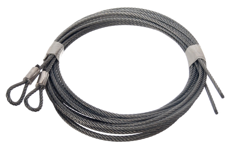 Cables Assembled 3/32" for 7' High Extension Spring Doors. With Open Loops & Bare Ends