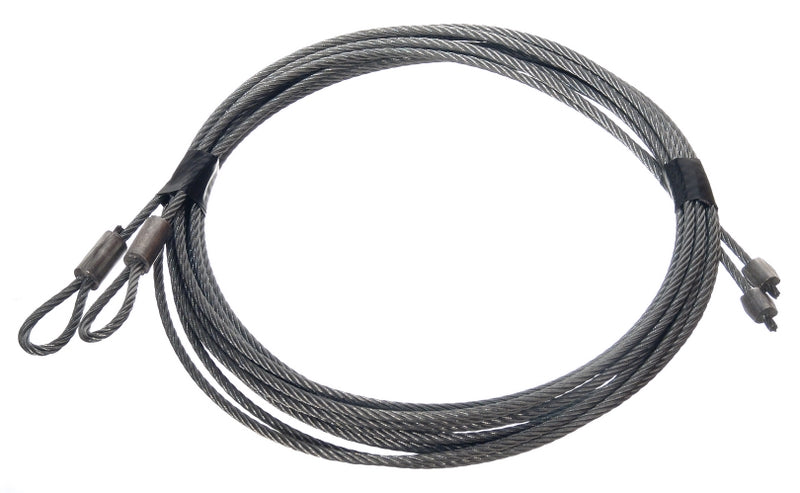 Cables Assembled 1/8" for 8' High Torsion Spring Door. With Open Loops and Stop Sleeves