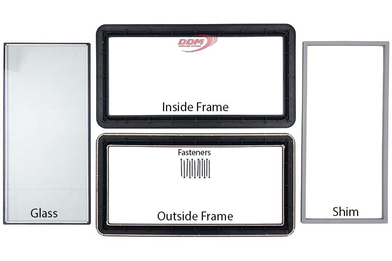 Lite 24" x 12" - Box of 3 Double Glazed w/ Glass - 1 3/8" & 2" Thick Doors - Black Frame ***BOX OF 3***